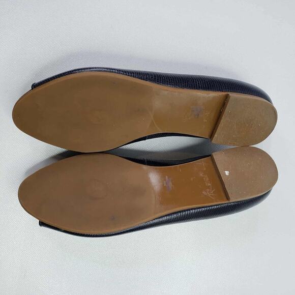 Talbots Flats Women’s Ballet Navy Blue Peep Toe Slip On Size 9.5 Leather Shoe - Picture 5 of 9